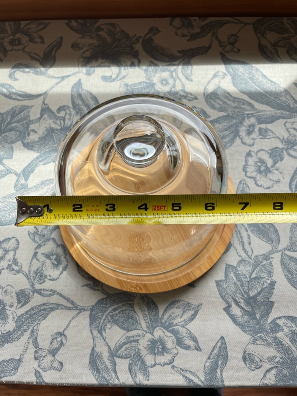 Vintage Glass Cloche Dome with Bamboo Base Cheese Dome Display Cover Home Decor - Picture 8 of 8